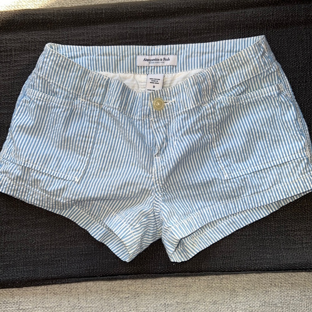 Abercrombie and Fitch blue white stripe shorts